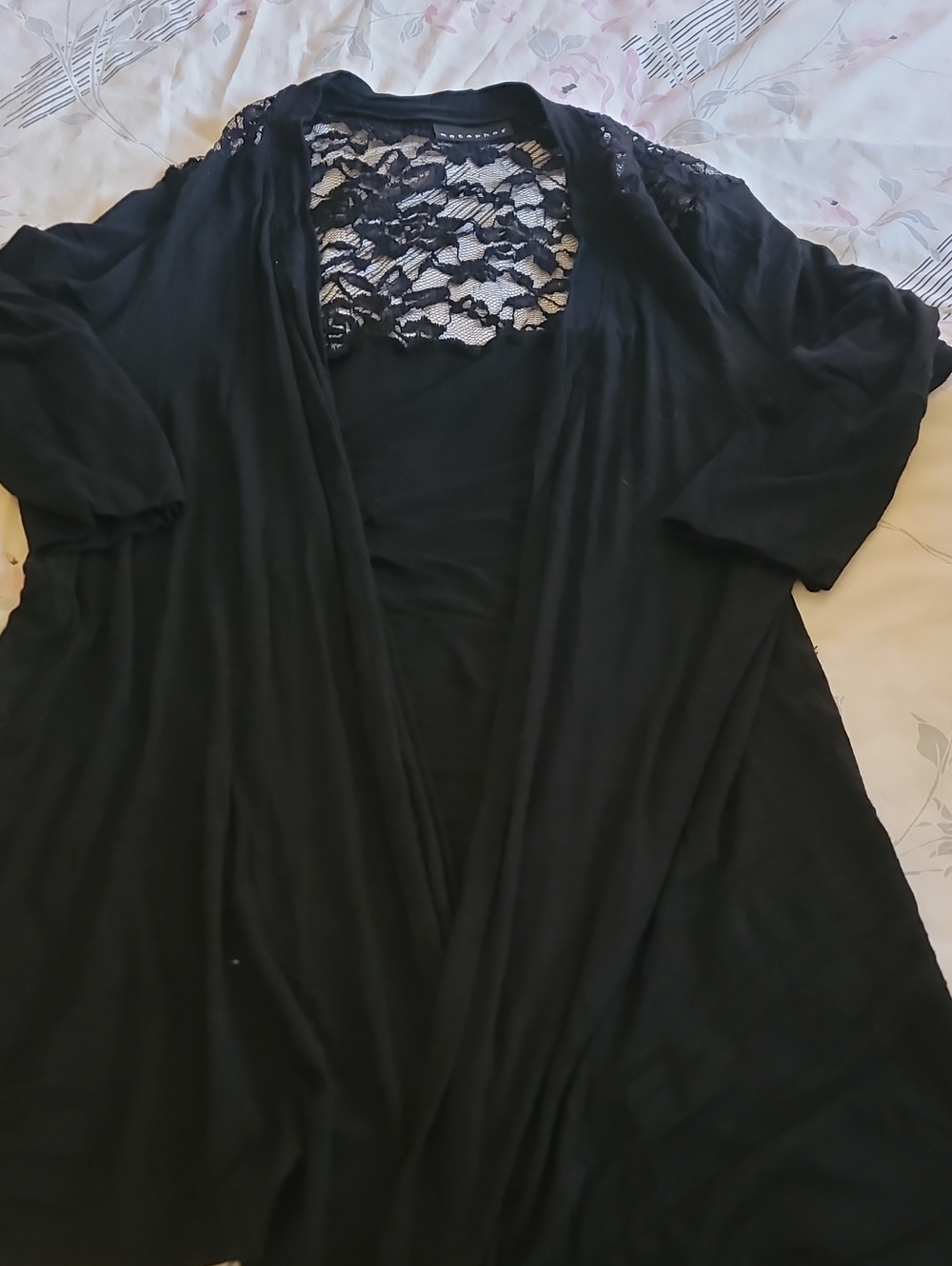 Metaphor Black Lace-Back Open-Front Women's Cardigan